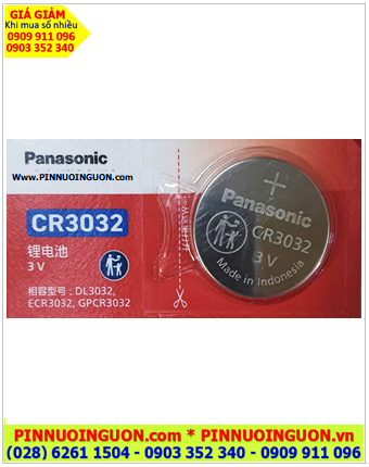 Panasonic CR3032; Pin nuôi nguồn Panasonic CR3032 lithium 3v (30mmx3.2mm) _Made in Indonesia 